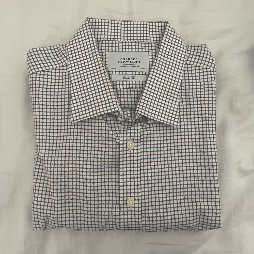 Charles Tyrwhitt White and Blue Dress Shirt Classic Style